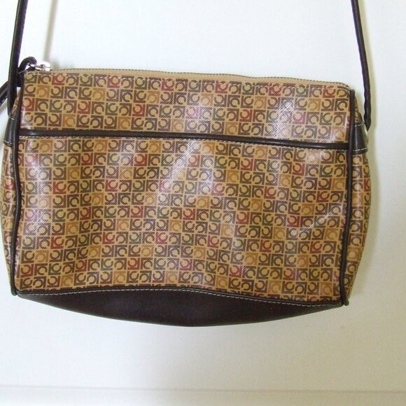 Liz Claiborne purse cross body vintage 1980s LC logo hand bag vinyl cloth vegan - Picture 2 of 11